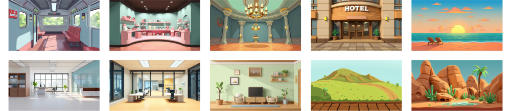 Scene background in clay style is available in VP Online animation maker. 