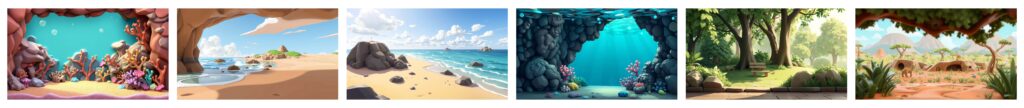 Scene background examples that complement Pirate Kit characters family