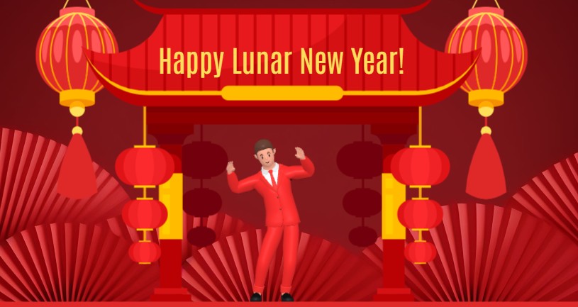 Animation template in red color theme, celebrating lunar new year.