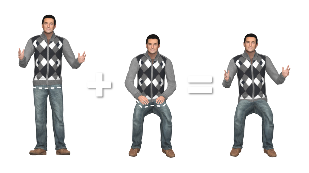 Mixing the upper and bottom part of different actions with motion mixer